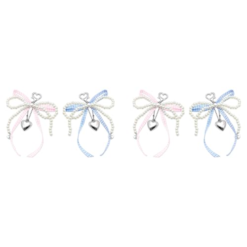 ZORBES® 4PCS Pearl Bow Charms Ribbon Bag Keychain Sweetly Stylish Beading Decorative Handbag Keyring Phone Sling Strap ZORBES® 4PCS Pearl Bow Charms Ribbon Bag Keychain Sweetly Stylish Beading Decorative Handbag Keyring Phone Sling Strap